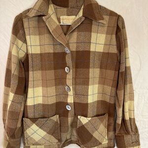 Vintage Western Star Wool Shacket Women Tan/Brown Button Front Cowgirl